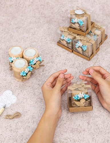 10 Pieces Handmade Wooden Angel Tea Candle Holder, Baptism Gift, Baby Shower Favors for Guests, Birthday Party Favors,Adult Baptism.(Light-Blue) - Image 5
