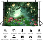 10x7ft Enchanted Forest Backdrop Spring Fairytale Garden Photography Background Green Tree Butterfly Mushroom Wonderland Kid Birthday Banner Decorations Baby Shower Portrait Photo Booth Prop - Image 5