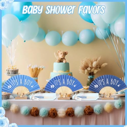 Threehoney 25 Sets Shower Party Favor for Guests Gift Fans, Blue - Image 6