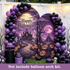 Set of 2 Purple Happy Halloween Arch Backdrop Covers (7.2ft, 6ft) - Image 2