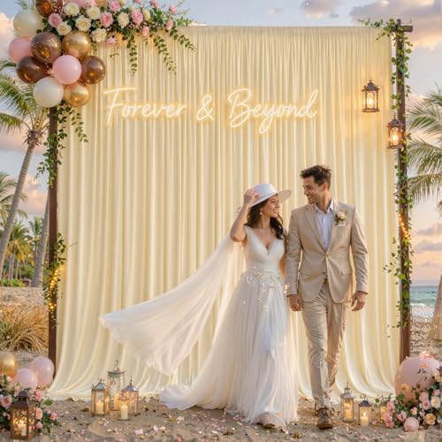 10x10FT Backdrop Curtains with Rod Pockets - Wrinkle Free Photo Stage Backdrop 2 Panels Curtains Drapes for Photography Wedding Party Baby Shower Decorations (Champagne) - Image 4