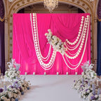 10ft x 10ft Wrinkle Free Hot Pink Backdrop Curtains for Parties, Polyester Photo Backdrop Drapes 2 Panels 5x10ft for Weddings Birthday Photography Party Background Baby Shower Decor - Image 3