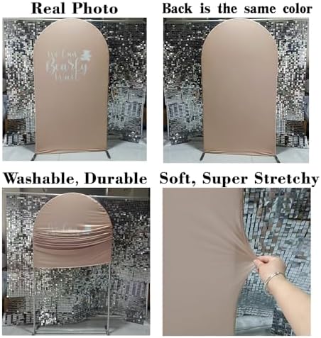 Light Brown Arch Backdrop Covers Baby Shower Birthday Party Decorations We Can Bearly Wait Arches Background Stretchy Fabric Cover Wedding Parties Decors (4x7.2FT) - Image 6