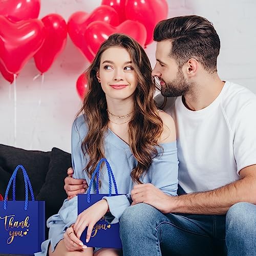 Honoson 60 Pcs Mini Thank You Gift Bag with Handle Bulk,Royal Blue - Image 6