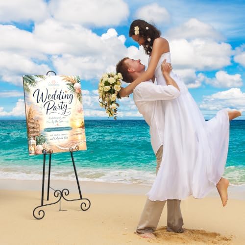 2 Pack Easel Stand for Sign, Heavy Duty Metal Display Stand with Chain Support, Black Height Adjustable Easels for Wedding Sign, Painting, Art - Image 3