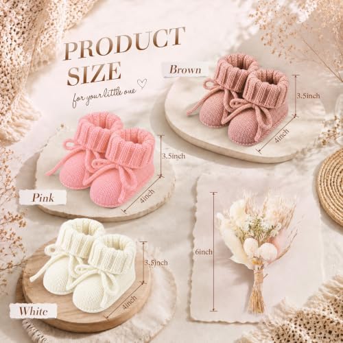 3 Set Baby Shower Table Decor Crochet Knitted Baby Booties with Bow Dried Pampas Grass Boho Table Centerpieces Gender Reveal Party Decor - Image 2