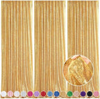 Gold Backdrop Curtain for Parties - 3 Pieces Glitter Sequin Background by QueenDream