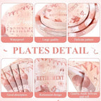Funnymoom 452 Pcs Retirement Party Decorations for Women, Rose Gold Happy Retirement Paper Plates Napkins Cups Tablecloth Cutlery Straws for Women Say Goodbye Party Supplies, Serves 50 Guests - Image 3