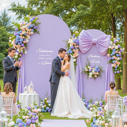 Purple Arch Backdrop Cover Set of 2 Birthday Party Lavender Arch Covers 7.2 and 6ft Wedding Arch Cover Stretchy Backdrop Bridal Baby Shower Birthday Arch Covers Spandex by HBBMAGIC