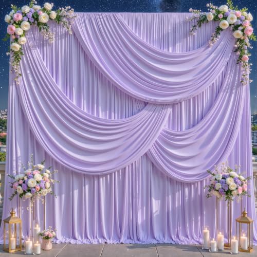 20ft x 10ft Purple Backdrop Curtains, Lavender Lilac Drapes Backdrop Fabric - Image 6