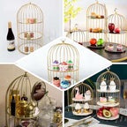 Efavormart 22" - 3 Tier Crystal Mirror Top Gold Metal Bird Cage Cupcake Cake Stand, Dessert Display for Wedding, Party, Birthday, Baby Shower Celebrations, Home Decorations - Image 5