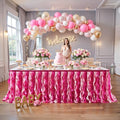 Wish Care 21ft Pink Sequin Table Skirt for Rectangle Tables Glitter Fringe Fuchsia Tutu Skirts Ruffle Tablecloth Teacher Desk Skirt for Classroom Princess Girls Birthday Baby Shower Party Table Decor by WishCare
