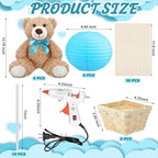 Sosation 6 Sets Hot Air Balloon with Bear Stick Glue Gun, Blue - Image 3