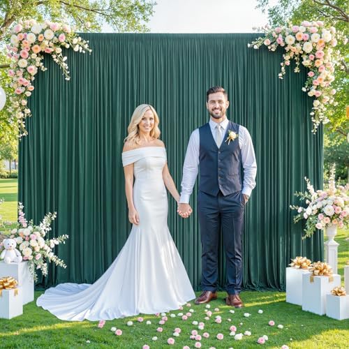 Hunter Green Backdrop Curtain for Parties Wrinkle Free Dark Green Photo Curtains Backdrop Drapes Fabric Decoration for Baby Shower Birthday Party Photography 5ft x 7ft,2 Panels by Tao-GePartyDecorations