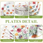 400 Pcs Wild Floral Disposable Paper Plates Napkins Cups Serve 50 Watercolor Floral Tableware Set for Spring Wedding Tea Party Decoration Bridal Shower Baby Shower(Cute Color,Novel Style) - Image 2