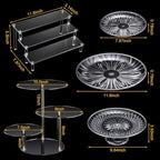 6 Pcs Acrylic Dessert Stand Set Tiered Tray Holder, Vintage Style - Image 2