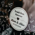 Personalized Vinyl Record Wedding Guest Book Alternative – Black Wood Sign with Custom Names and Date – Alternative Wedding Reception Decor - Fall Wedding Guestbook Reception - Image 6