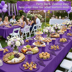 Tinybee 352 Pcs Purple Plastic Plates, Disposable Dinnerware Set for 50 - Image 5