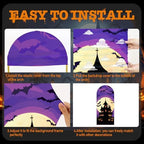 3 Pcs Halloween Arch Cover 4ft, 5ft, 6ft Arch Covers Stretchy Backdrop Skeleton Ghost Bat Horror Style Backdrop Cover for Halloween Party Photo Background Arch Stand Stretchy Decoration - Image 4