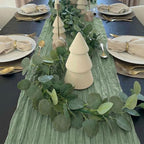 Leinuosen 8 Set 10 ft Sage Green Table Runner with Eucalyptus Garland - Image 4