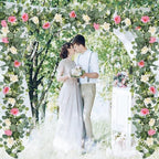 TOCHGREEN 4 Pack Artificial Eucalyptus Flower Garland with White Pink Roses - Image 6