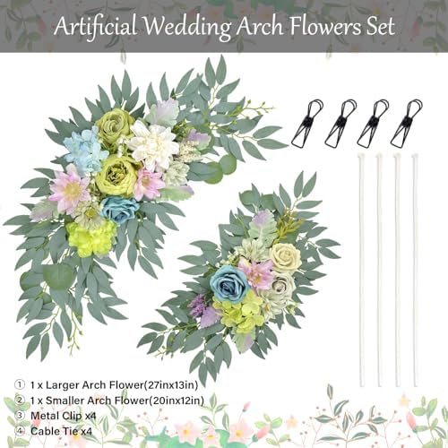 Artificial Flower Wedding Arch Decorations, Arch Faux Flowers Greenery for Wedding Decor, Reception Backdrop Decoration, Bridal Shower, Baby Shower (Green) - Image 2
