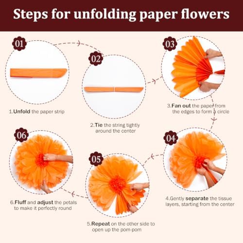 Serwalin 8 Pcs 31.5"*24"*20" Fall Giant Paper Flowers Decorations for Wall - Image 6