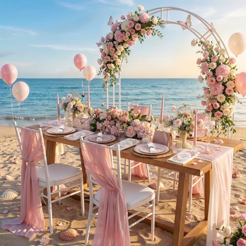 KIRE 175PCS Pink Plates Disposable - Pink and Gold Plates for Baby Shower - Image 5