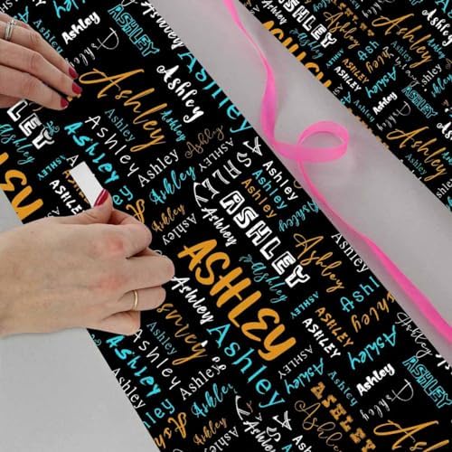 AOFUN Custom Gift Wrapping Paper Personalized Christmas Gift Custom Name Wrapping Paper Wrapping Paper For Men Wrapping Papper Custom Gift Wrapping Paper 3 Rolls 58" x 23" - Image 4