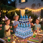 5 Tier Cupcake Stand with Blue Lights, Acrylic Square Cupcake Tower - Image 3