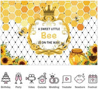 Fabric 10x7ft Bee Baby Shower Photography Background A Sweet Little Bee is on The Way Sweet Honeycomb Sunflower Backdrop Newborn Gender Reveal Party Decor Cake Table Banner Supplies - Image 5