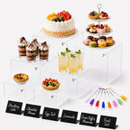 6 Pcs Food Risers for Display Party Buffet Riser Clear(4",4",5",6",7",8") by Draupnir