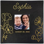 Personalized Baby Girl Photo Album with Name and Date – Custom Floral Design Keepsake Memory Book for Newborn or Baby Shower by GiftsForYouNow