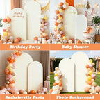 Set of 2 Arch Backdrop Covers Cream(7.2Ft, 6Ft), 2-Sided Spandex Fitted Round Top Chiara Arch Backdrop Stand Covers for Baby Shower Wedding Birthday Party Supplies (Only Cover) - Image 4