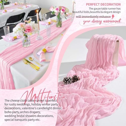 18 Pack Cheesecloth Table Runner 10FT Light Pink Table Runner Boho Gauze Cheese Cloth Table Runners Long Rustic Sheer Table Decorations for Wedding Party Baby Bridal Shower Birthday Holiday Home - Image 6