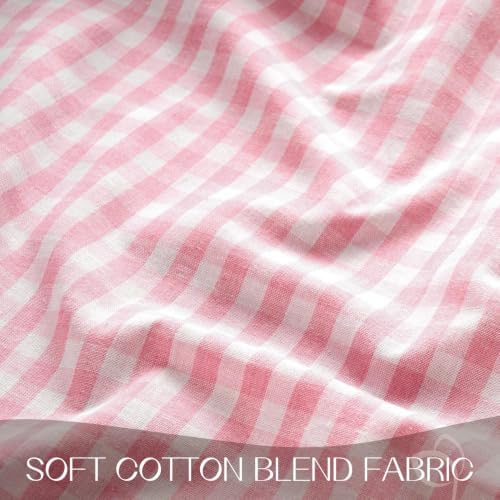 Romanstile Gingham Ruffled Oval Tablecloth, 60 x 84 Inch, Pink - Image 5