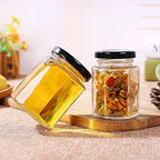6 oz 25 Pack Hexagon Glass Honey Jars with Black Lids - Image 6