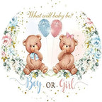 Leyiyi 7.5x7.5ft Boy or Girl Baby Shower Round Backdrop Golden Dots What Will Baby Be Lovely Bear Background for Photography Watercolor Floral Balloons Newborn Gender Reveal Party Cake Table Banner - Image 4