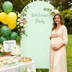 6.6FT Sage Green Arch Cover - Polyester Fitted Wedding Arch Stand Covers Round Top Chiara Arch Backdrop Cover for Birthday Party Banquet Photo Background Decoration - Image 3