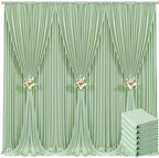 6 Panels Sage Green Backdrop Curtain for Wedding Baby Shower Wrinkle Free 30ft x 10ft Backdrop Drapes Panels for Parties Bridal Shower Birthday Photo Photography Polyester Fabric Background Decoration by Suppromo