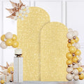 MODFUNS Gold Sequin Arch Cover Set of 2 Spandex Arch Cover 7.2&6ft Sparkly Wedding Arch Cover Fitted Wedding Arch Stand Covers Round Top Arch Covers Stretchy Backdrop for Birthday Party Reception by MODFUNS