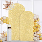 MODFUNS Gold Sequin Arch Cover Set of 2 Spandex Arch Cover 7.2&6ft Sparkly Wedding Arch Cover Fitted Wedding Arch Stand Covers Round Top Arch Covers Stretchy Backdrop for Birthday Party Reception by MODFUNS