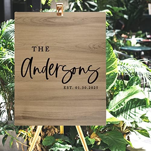 Andaz Press Large Wooden Welcome Sign for Wedding Rustic Welcome Sign 16" x 20" Custom Last Name & EST. Date Fall Wedding Signage English Oak MDF Wood Finish Wedding Reception Indoor Outdoor Signs - Image 4
