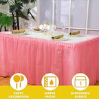 Mixweer 6 Pcs Assorted Color Plastic Table Skirts 14ft x 29in Neon Party Desk Curtain Skirt for Rectangle Round Table Cloth Teacher Desk Wedding Banquet Dinning Pleated disposable Ruffled - Image 4