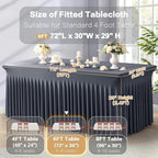 Shillance 6 Packs Grey Spandex Tableclothes for 6 Foot Rectangle Table, Spandex Table Covers 6FT Stretch Table Skirts Wrinkle Free Fitted Table Cloth for Event, Wedding, Banquet & Parties - Image 3