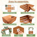 Barydat Wooden Baby Shower Crate Basket with Handle, Brown - Image 2