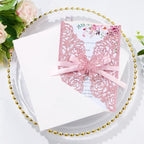50PCS Pink Wedding Invitations Butterfly Laser Cut Invitation Blank Cards - Image 4