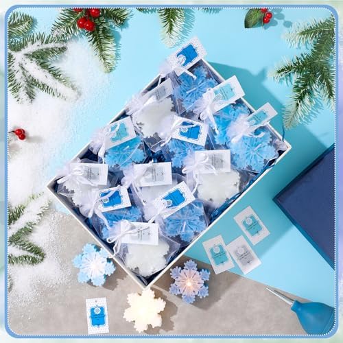 Treela 24 Sets Snowflake Candles Scented Party Favors Blue Gradient Winter - Image 2