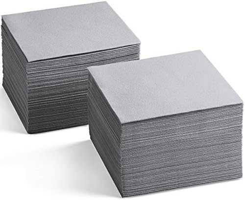 Disposable Linen-Feel Gray Napkins, 6.5" x 6.5" Paper Napkins For Wedding, Party, Dinner Or Holiday (100 Pack) by SERVIETTO