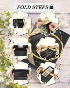 EQOREIIN 100 Pack Small Thank You Gift Bags with Handles & Ribbon, Black - Image 4